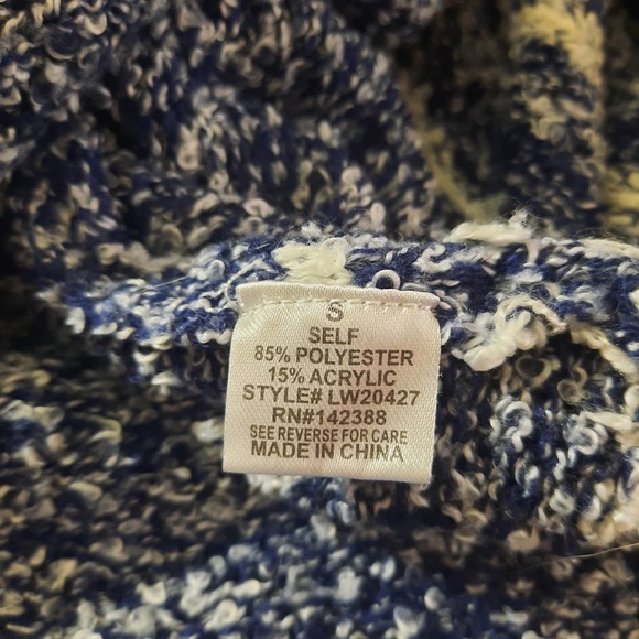 Essue Womens Blue White Ribbed Knit Duster Cardigan Size Small - Picture 5 of 8